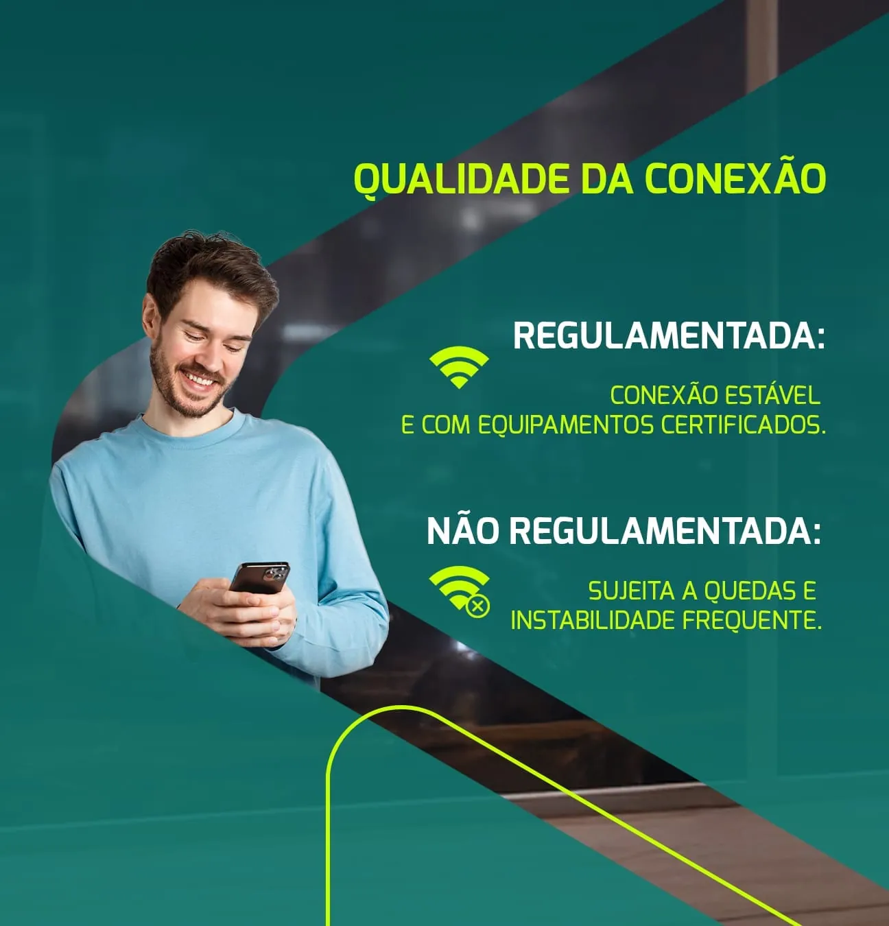 Carrossel Algar Telecom, lâmina 2: qualidade da conexão regulamentada vs não regulamentada