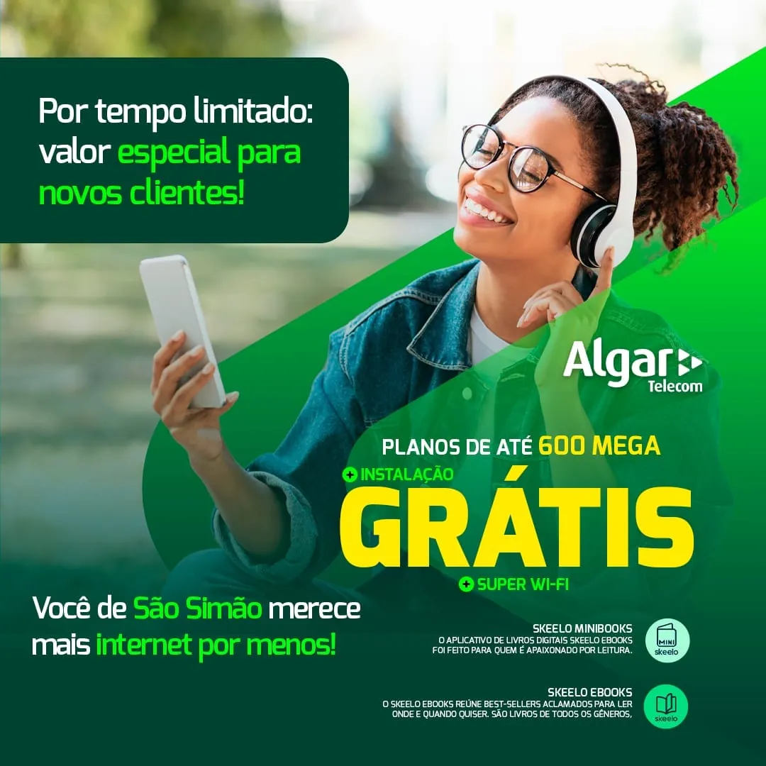 Anúncio Algar Telecom, São Simão, internet por menos