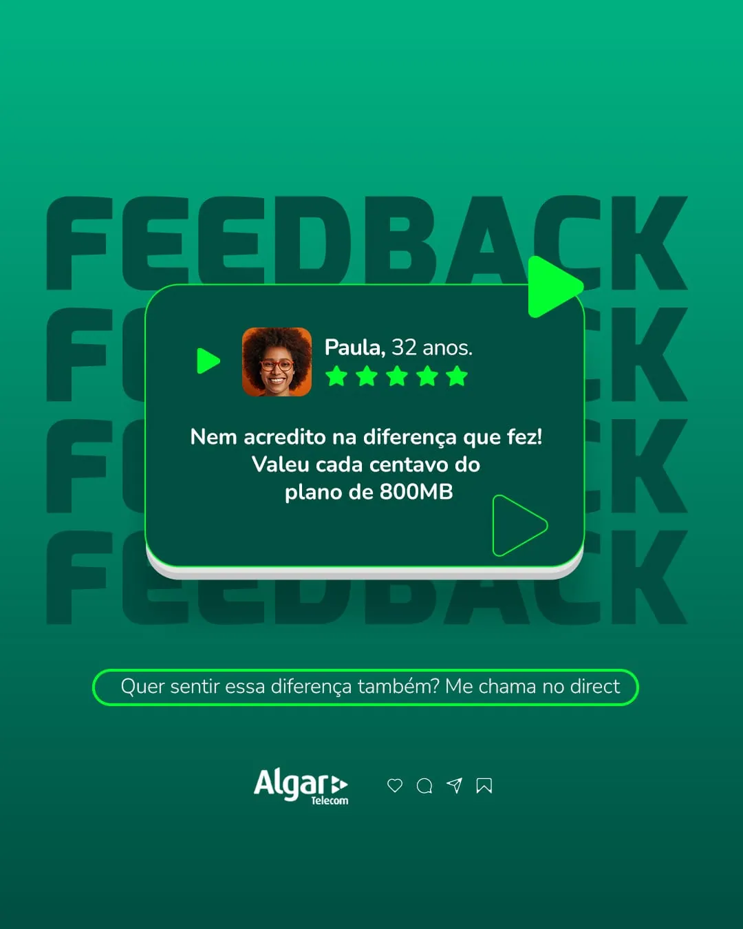 Algar Telecom, post de feedback de cliente
