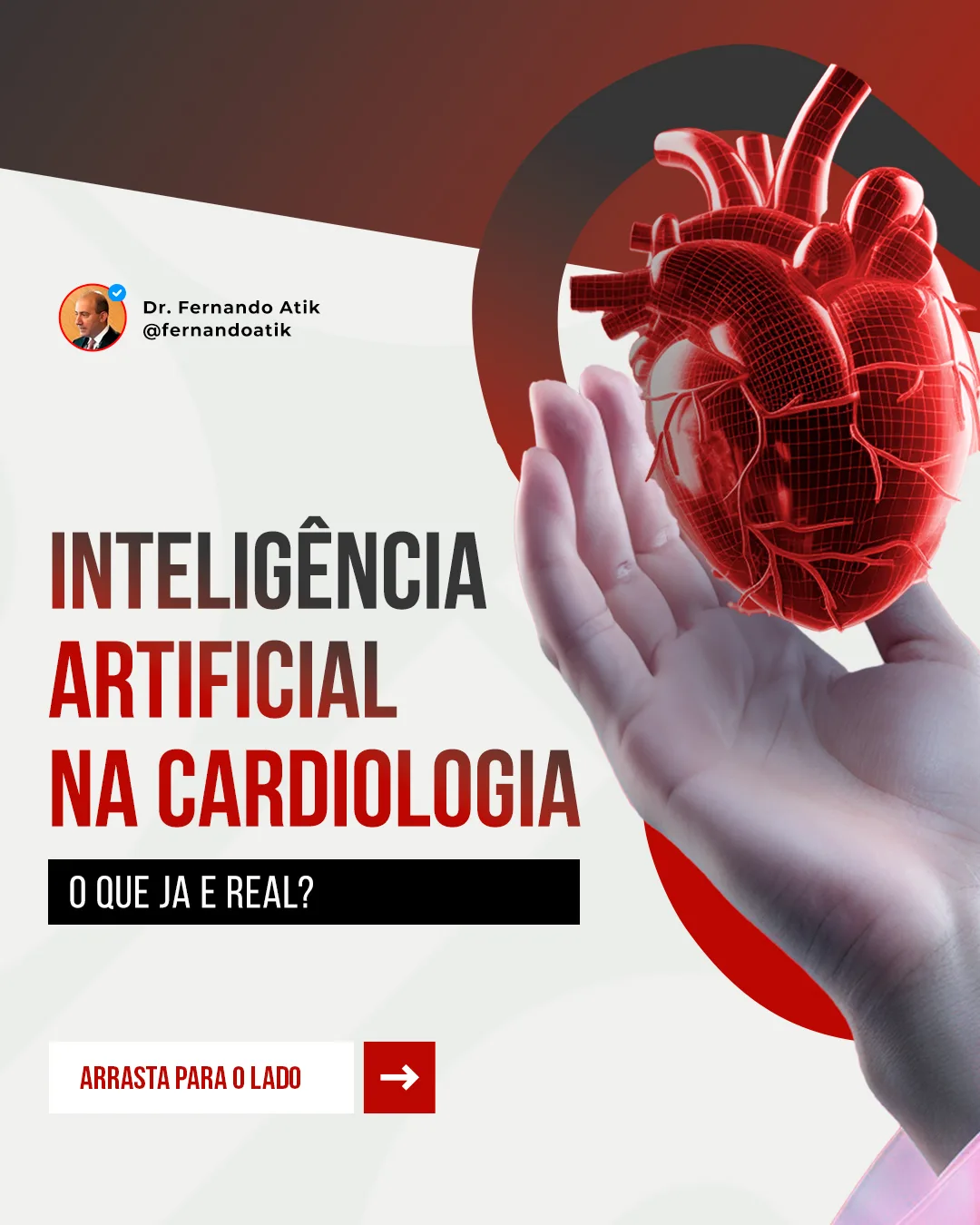 Carrossel 2, slide 1: Capa: inteligência artificial na cardiologia, o que já é real?