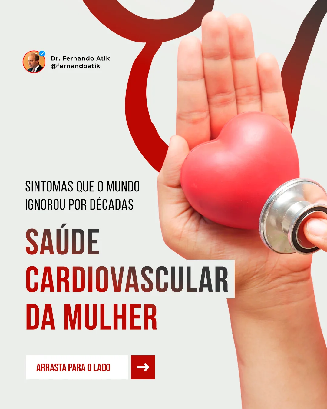 Carrossel 5, slide 1: Capa: sintomas que o mundo ignorou por décadas, saúde cardiovascular da mulher
