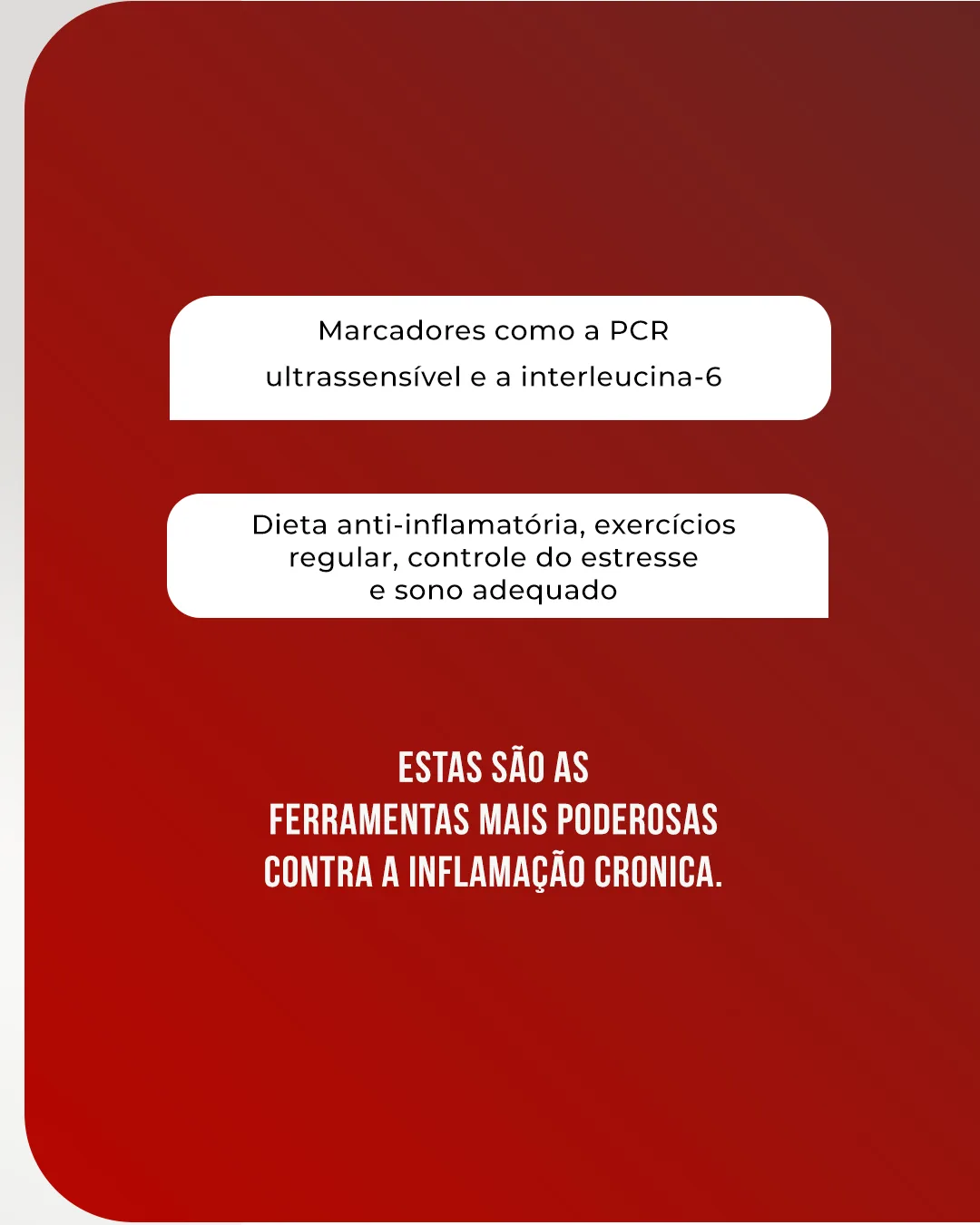 Carrossel 4, slide 3: Marcadores como PCR e dieta anti-inflamatória: ferramentas contra a inflamação crônica