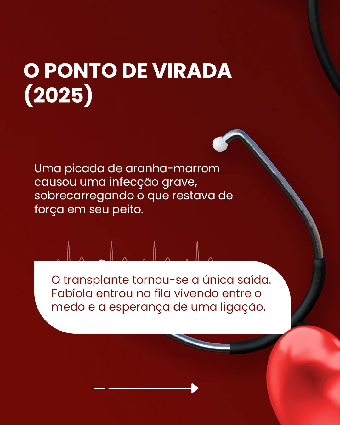 Carrossel 1, slide 4: O ponto de virada (2025): o transplante de coração