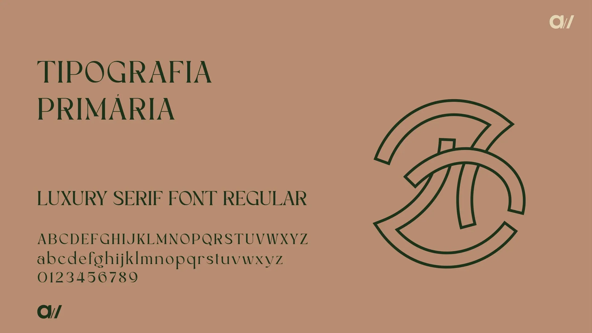 Tipografia primária Lacustre: Luxury Serif Font Regular, alfabeto e numerais