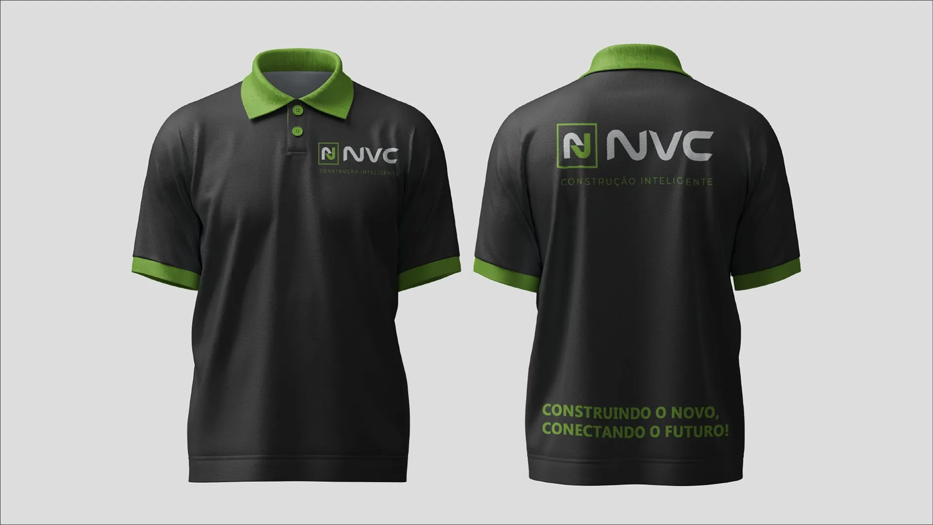Aplicação tipográfica e hierarquia de textos da marca NVC Tech
