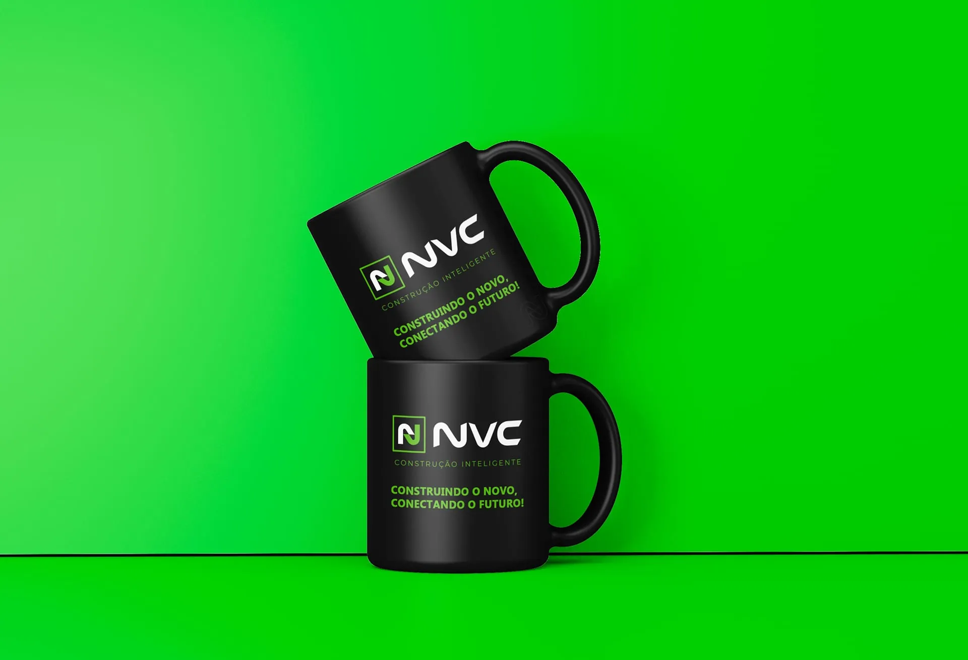 Aplicação da identidade NVC Tech em peça de comunicação
