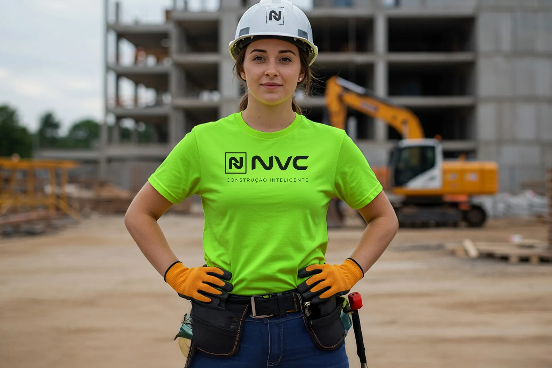 Uniforme corporativo da NVC Tech com o monograma aplicado
