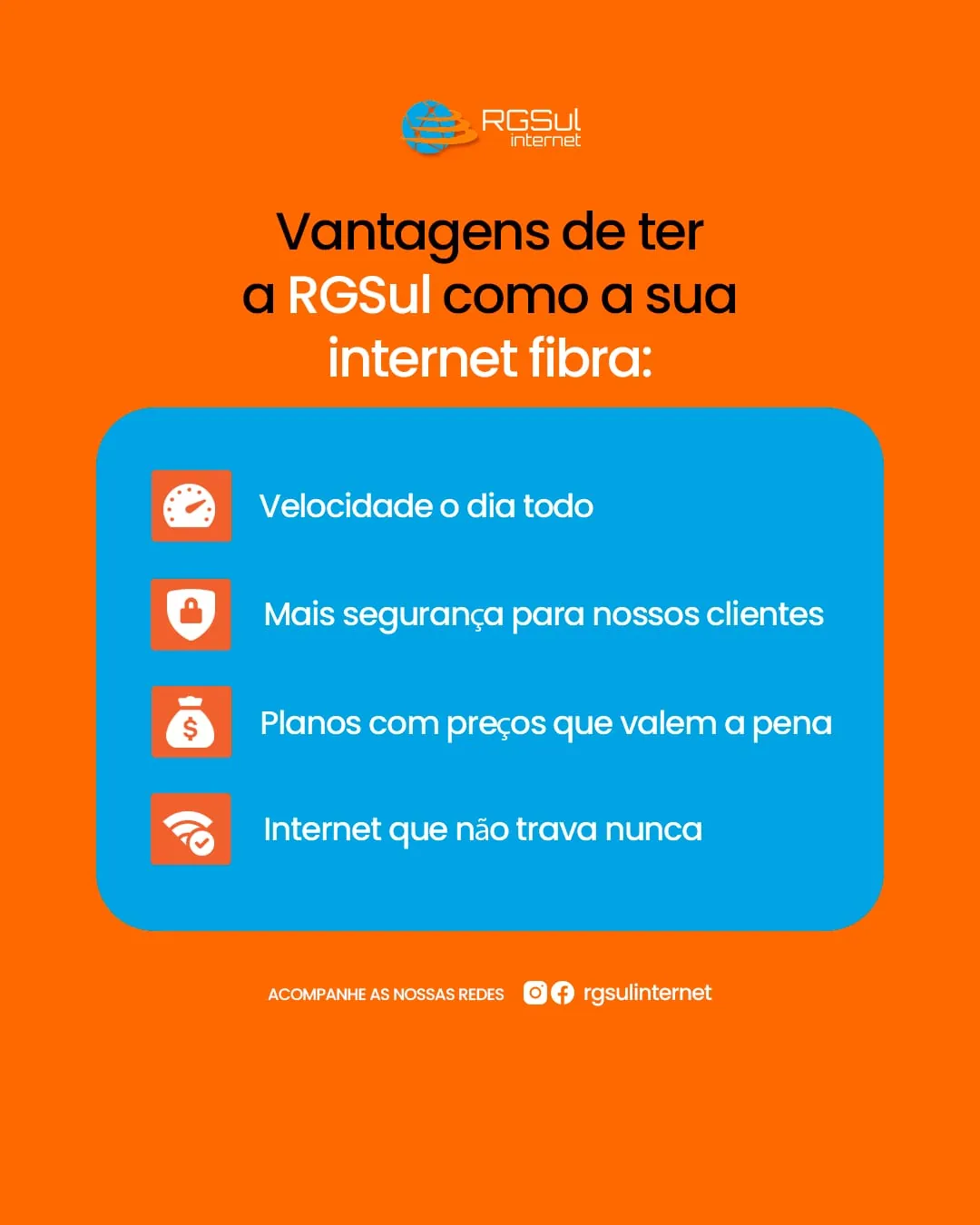 RGSul, post com as vantagens de ter a RGSul como internet fibra
