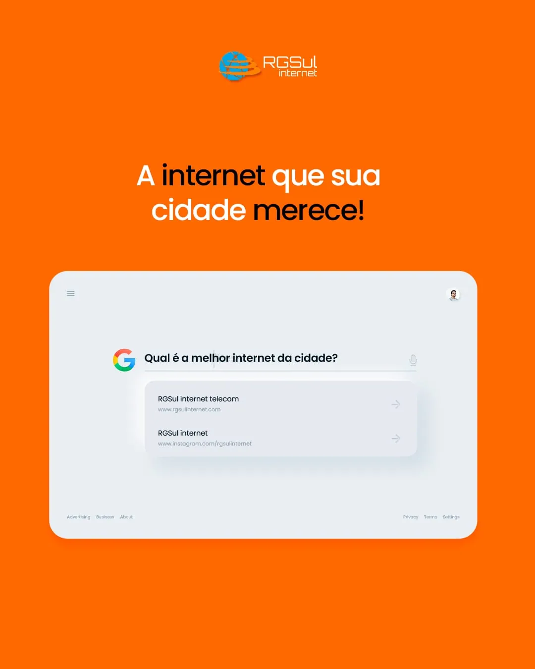 RGSul, post a internet que sua cidade merece, com busca no Google