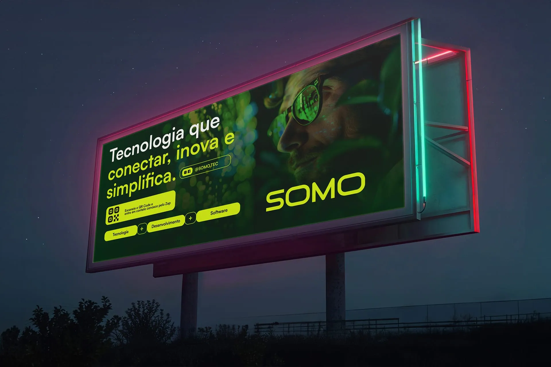 Outdoor Somo iluminado à noite: Tecnologia que conecta, inova e simplifica