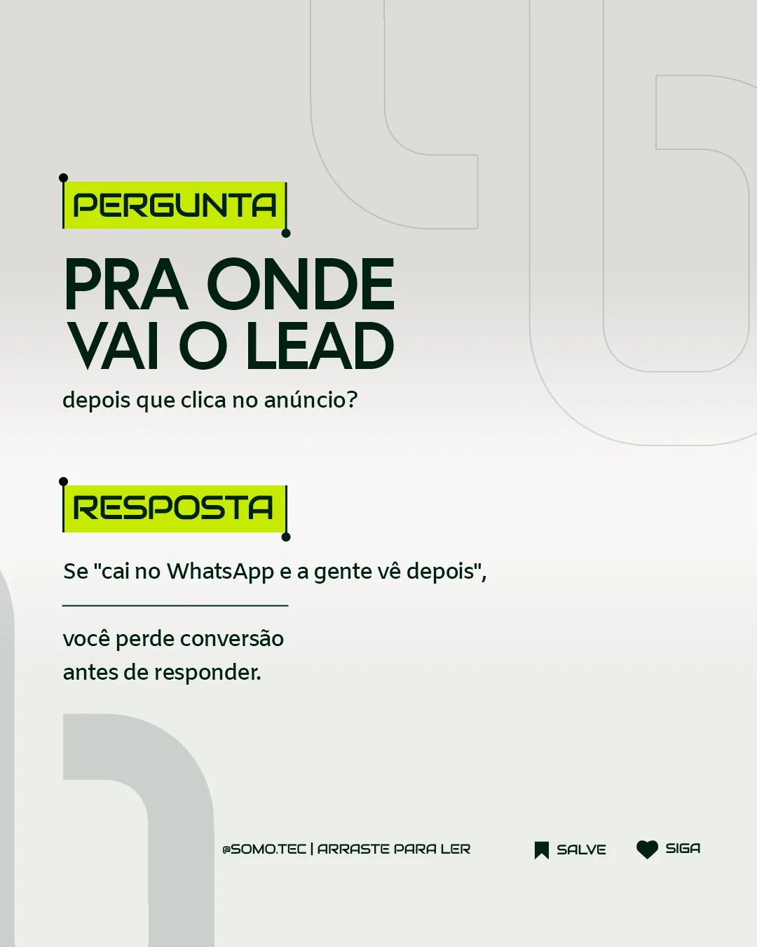 Carrossel Somo, lâmina 4: pra onde vai o lead depois que clica no anúncio