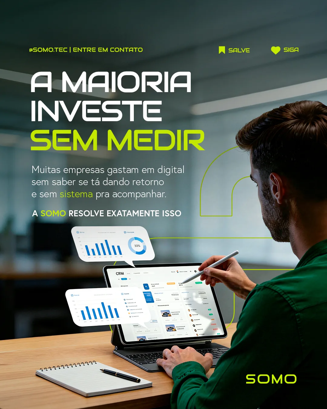 Post Somo: a maioria investe sem medir, sobre acompanhar retorno com sistema
