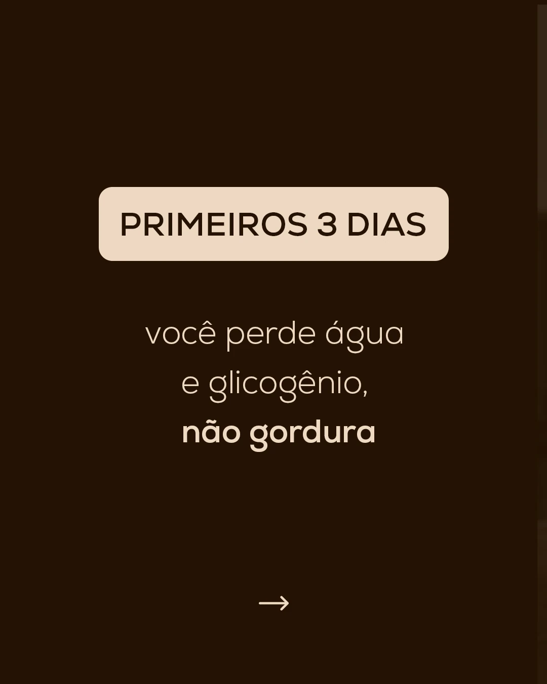 Carrossel 3, Slide 2: Primeiros 7 dias: perda hídrica e depleção do glicogênio hepático